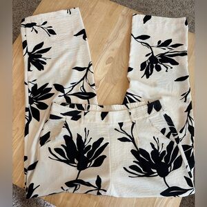 Nicole Miller Floral Black and Cream Pants